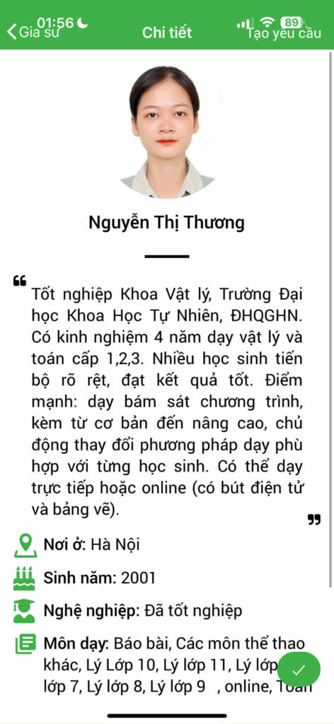 Gia sư Vật Lý THCS 11