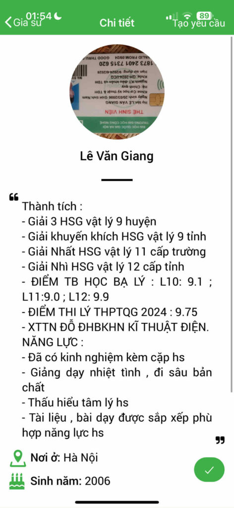 Gia sư Vật Lý THCS 9